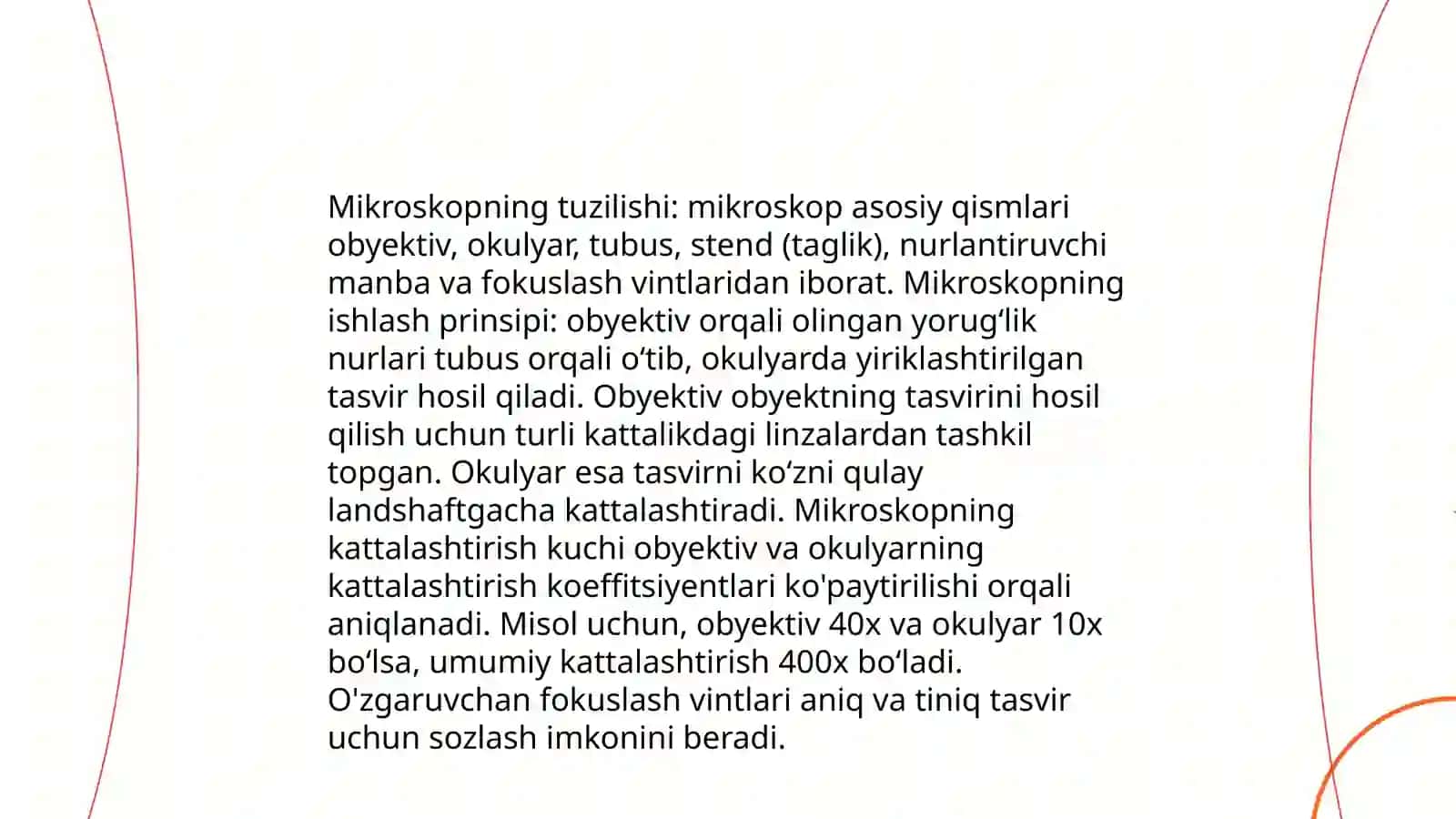 Mikroskopning tuzilishi va ishlash prinsipi 3