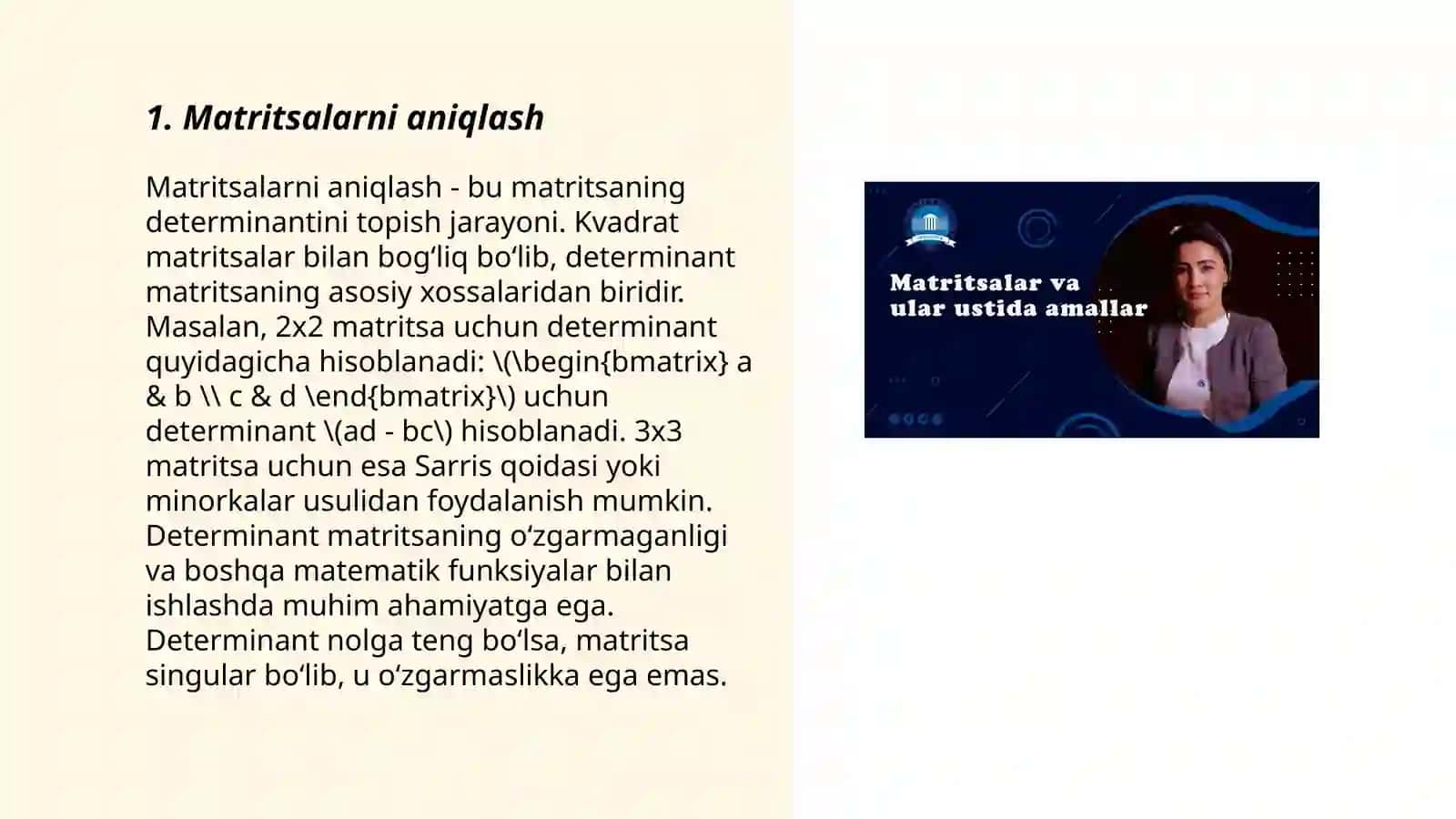 Matritsa va ular ustida amallar 3