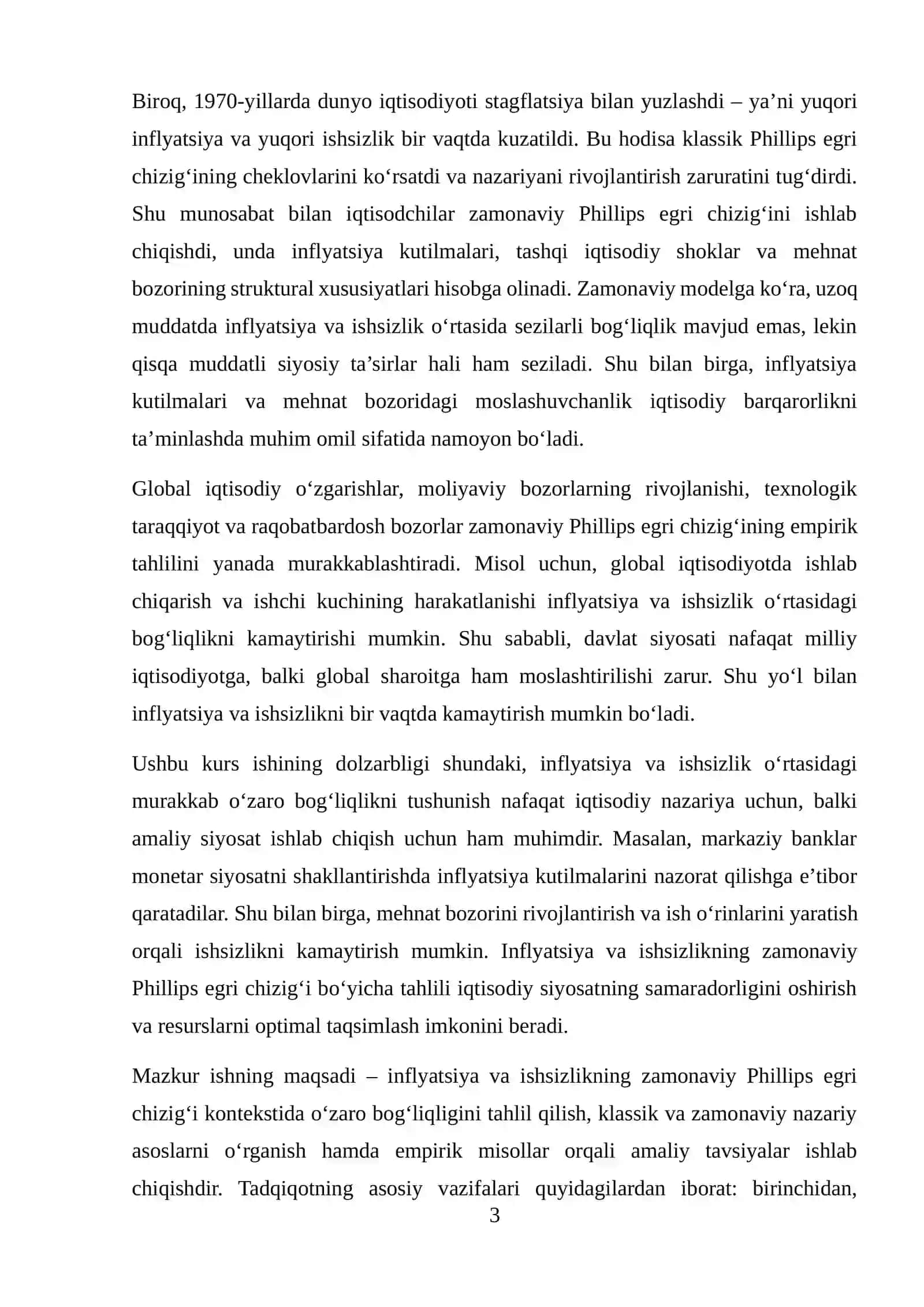 INFLYATSIYA VA ISHSIZLIK: ZAMONAVIY PHILLIPS EGRI CHIZIG‘I 3