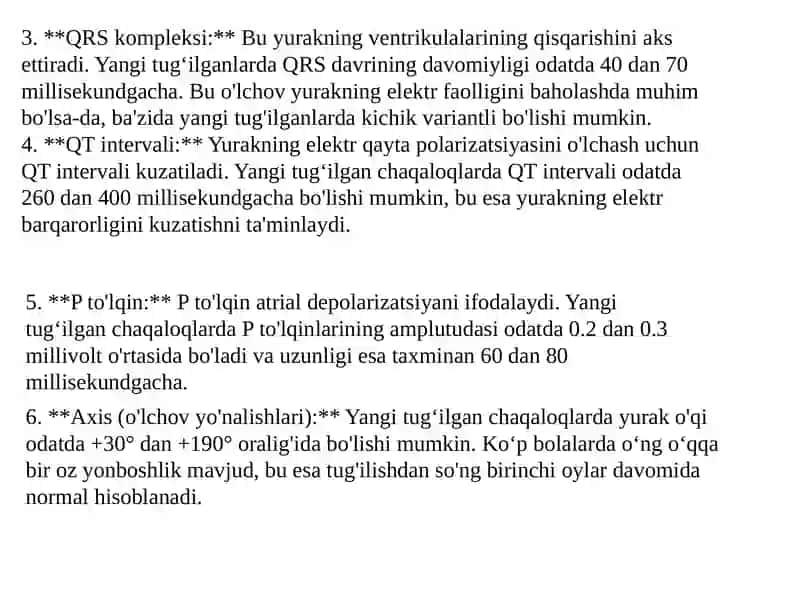 Yangi tugʻilgan chaqaloqlarda EKG asosiy parametrlari 3