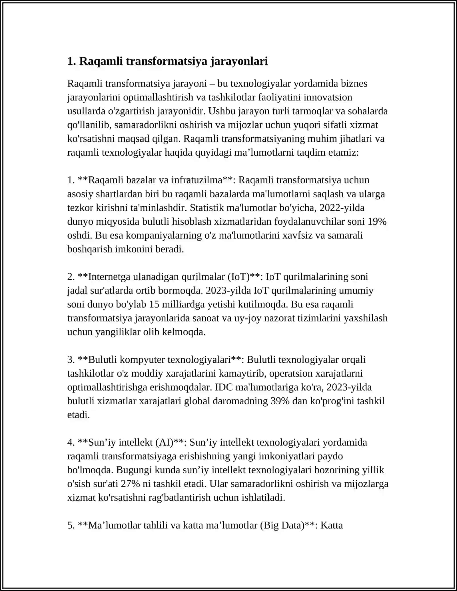 QOʻSHIMCHA TEXNOLOGIYALAR. RAQAMLI IQTISODIYOTDAGI SANOAT DEFORMASIYASI 3