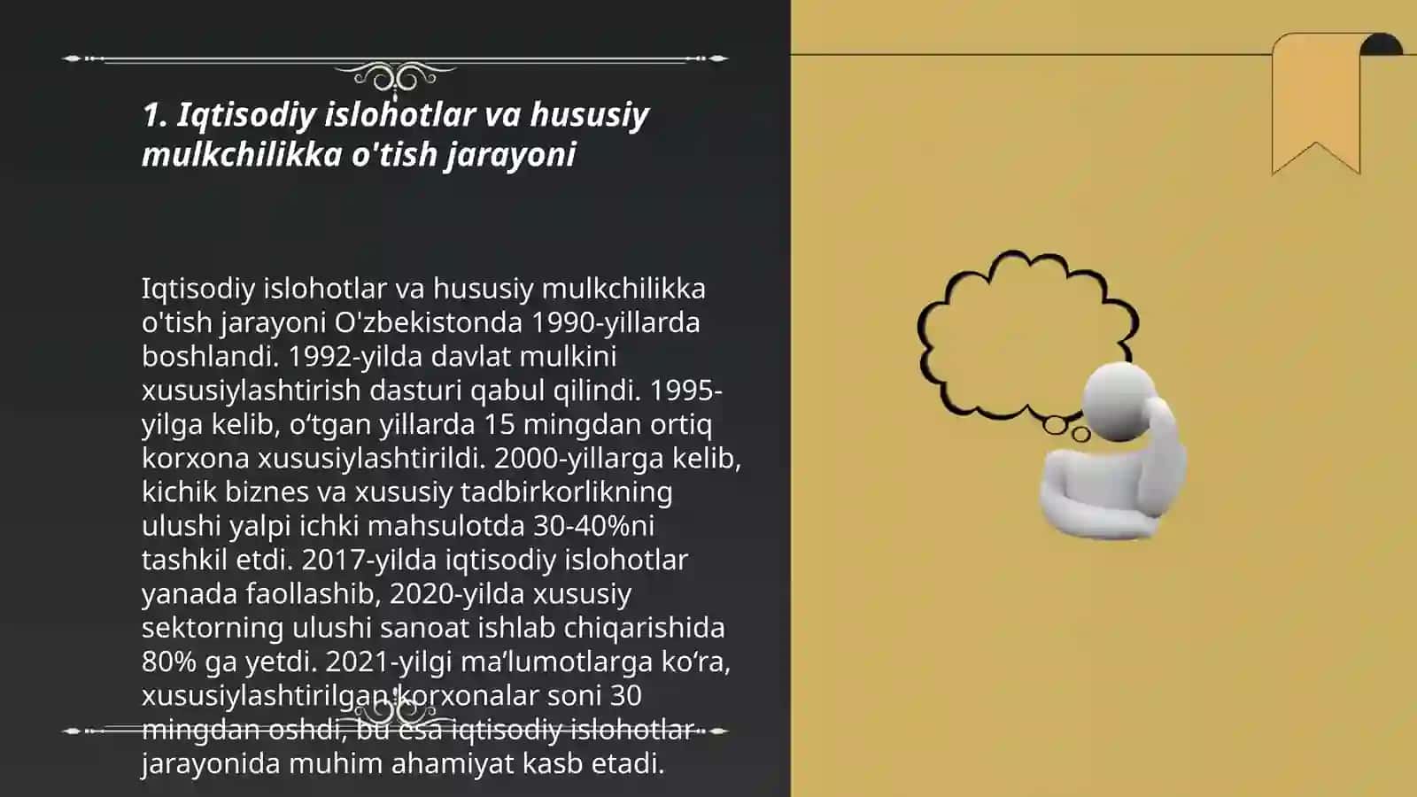 Iqtisodiy islohotlar hususiy mulkchilikning shakillanishi 3