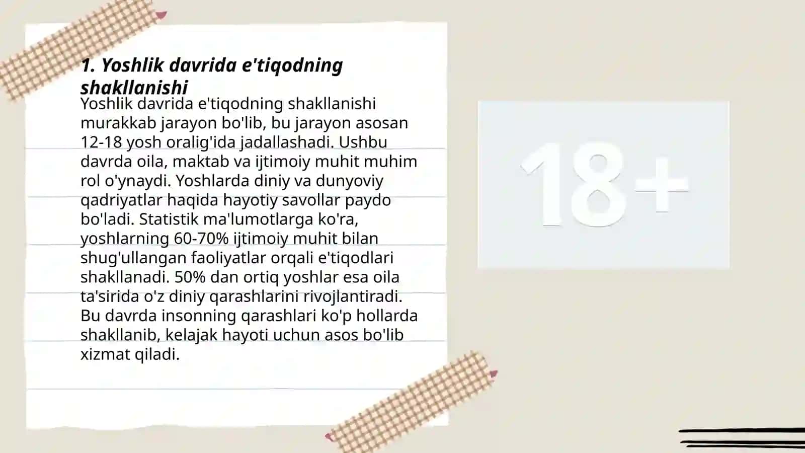 Yetuklik davrida e'tiqod va dunyo qarash yoshlik davridagi hayot va faoliyat 3