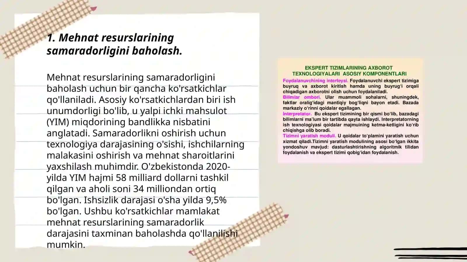 Mehnat resurslaridan foydalanish va haq to'lashni baholash 3