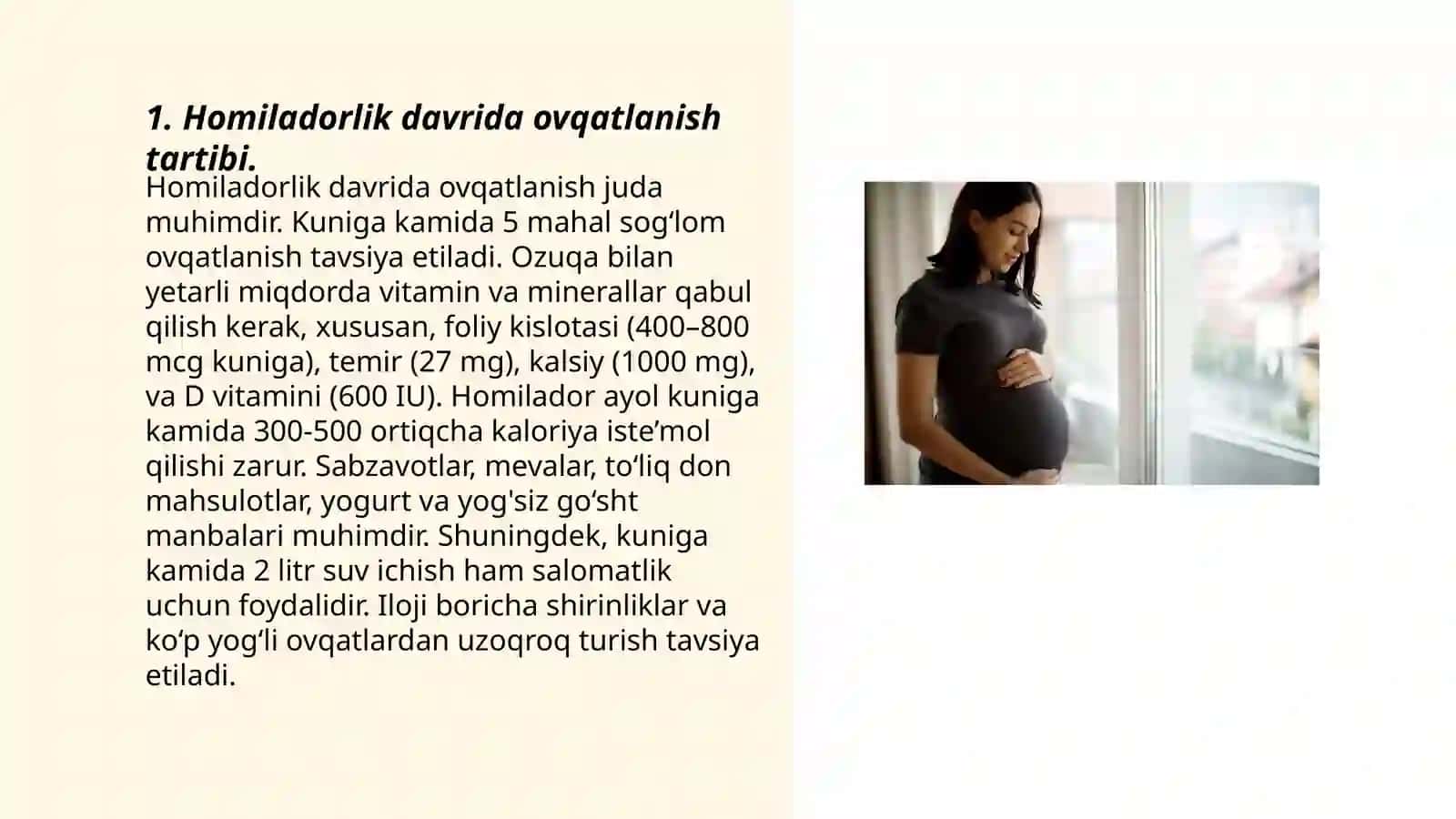 Homilador ayollar bilan ishlashda beriladigan tavsiyalar 3