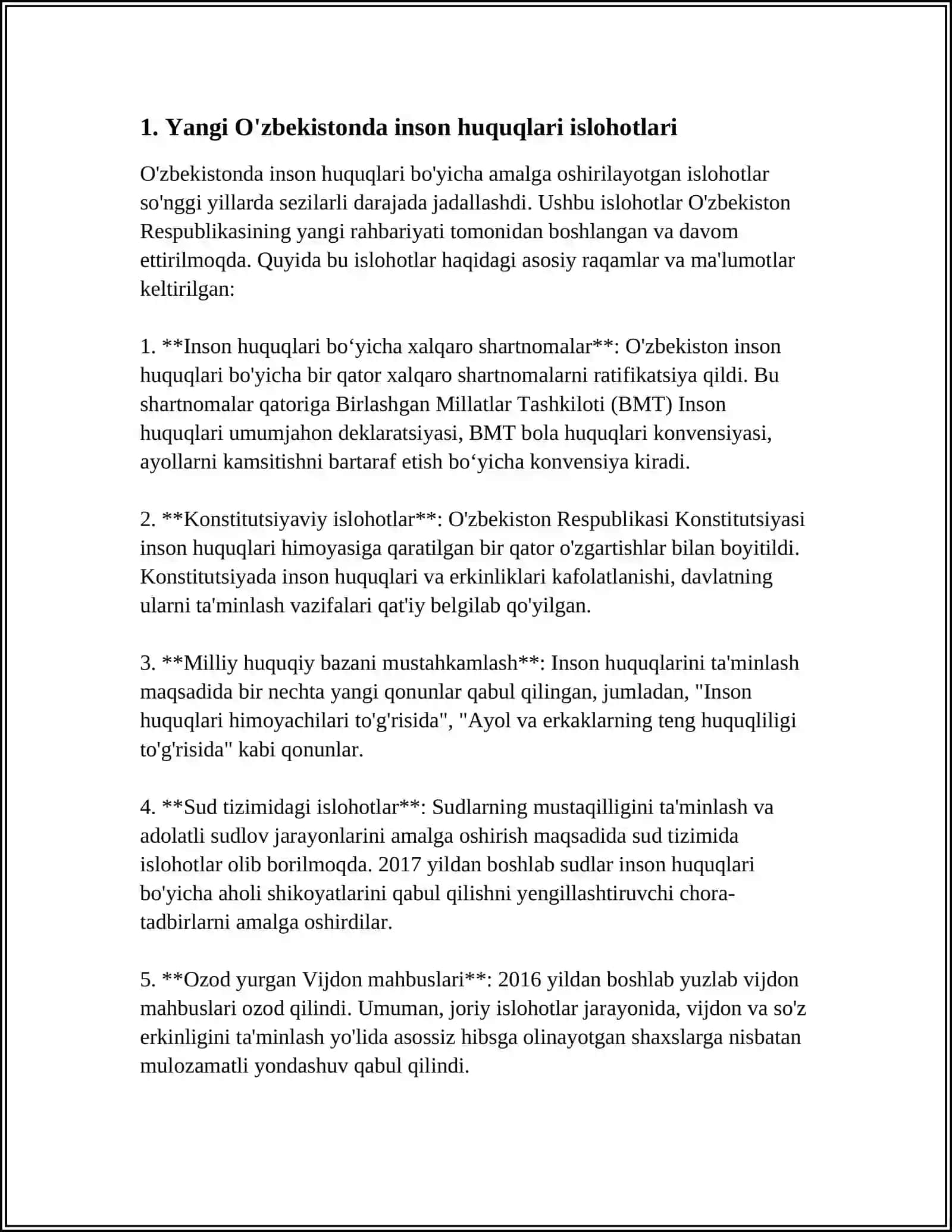 YANGI ÒZBEKISTONDA INSON HAQ HUQULARINI VA ERKINLIKLARI KAFOLATINING YARATILISHI 3