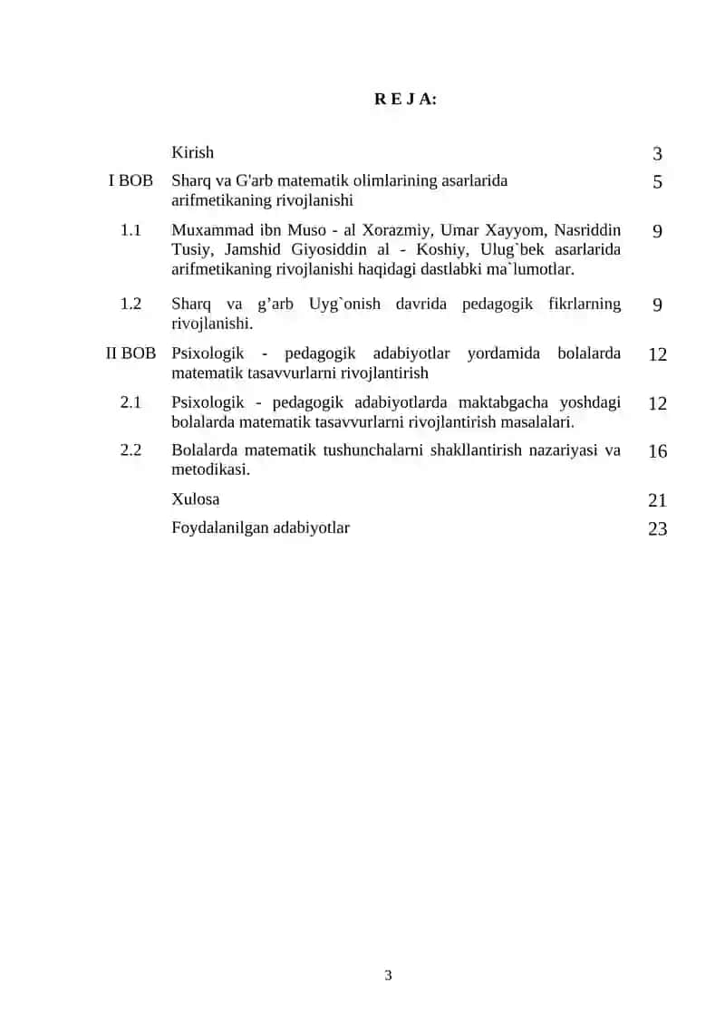 Sharq va G'arb matematik olimlarining asarlarida arifmetikaning  (1) 3