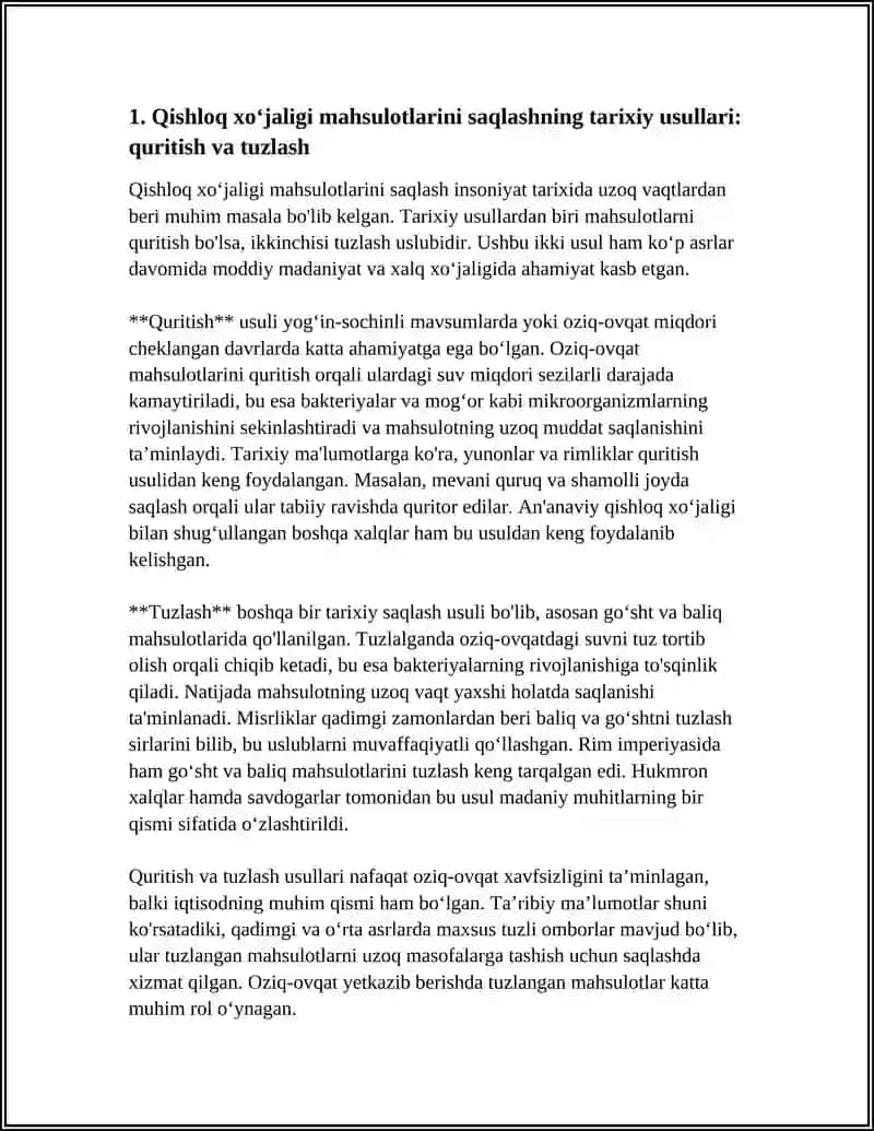 QISHLOQ XOʻJALIGI MAHSULOTLARINI SAQLASH TARIXI VA ZAMONAVIY USULLARI 3