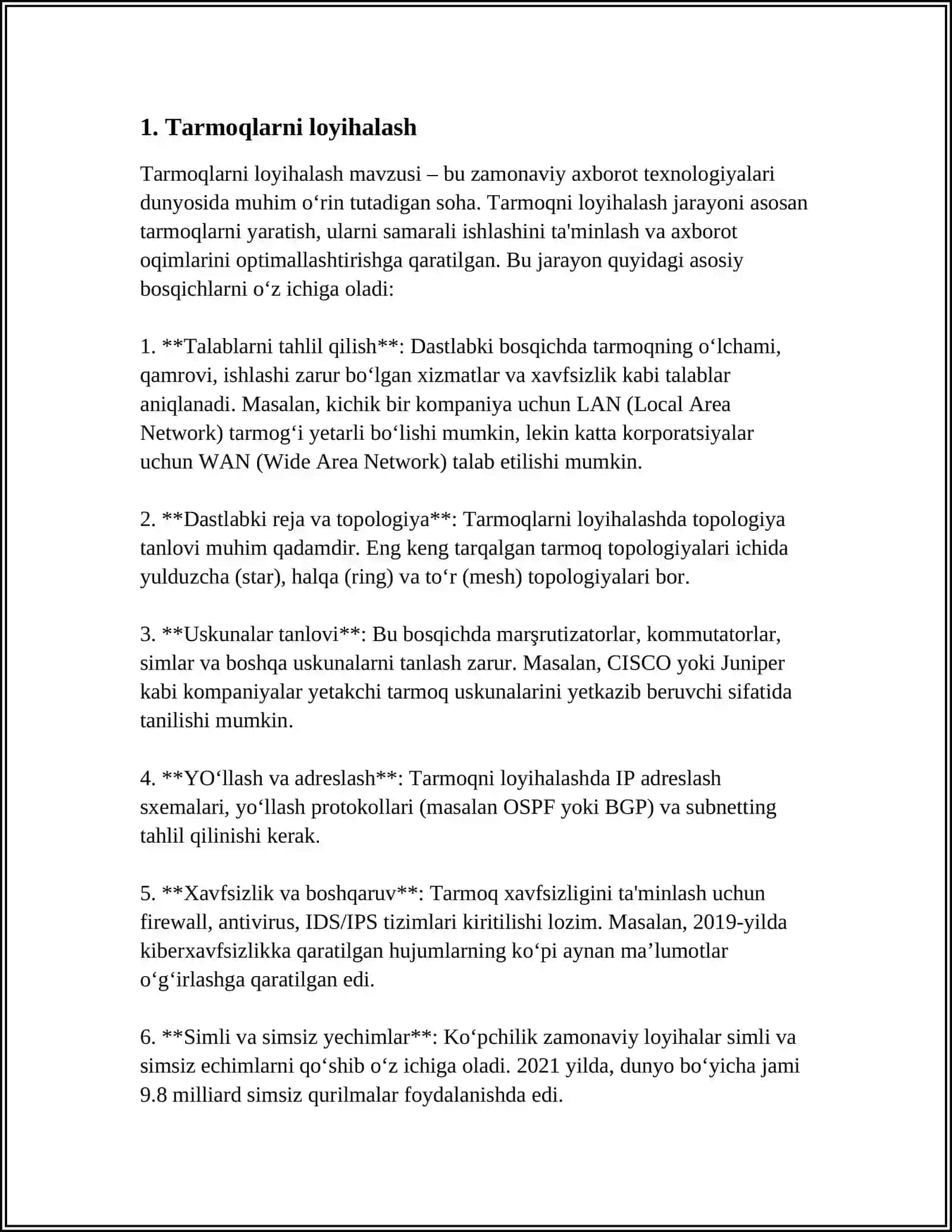 Tarmoqlarni loyihalash 3