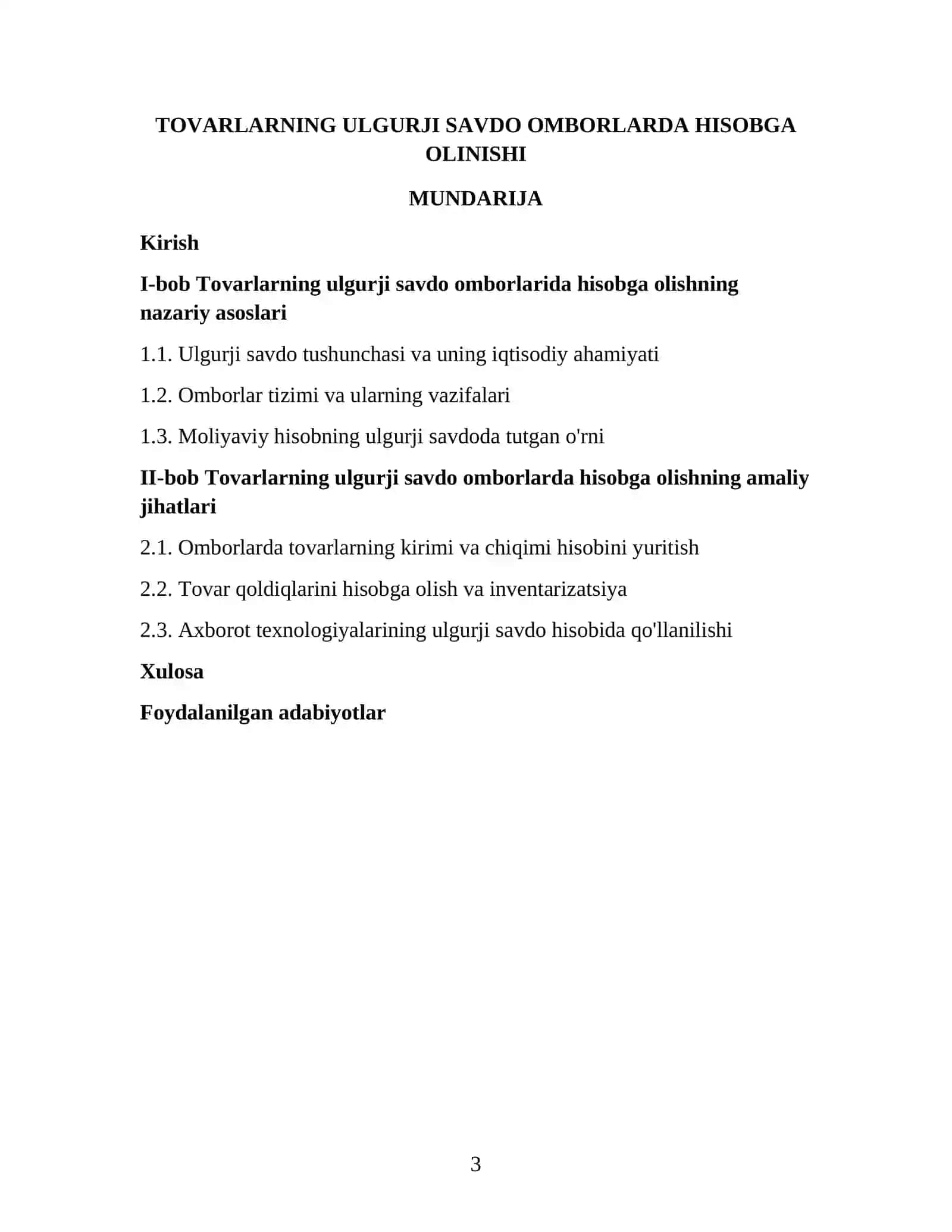 TOVARLARNING ULGURJI SAVDO OMBORLARDA HISOBGA OLINISHI 3