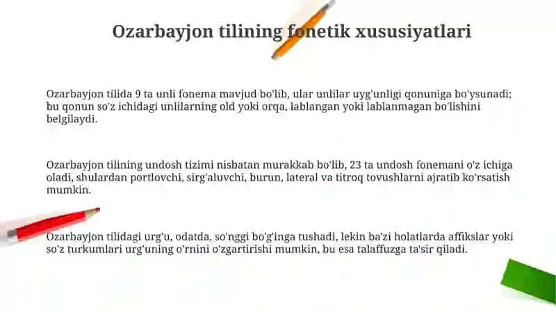 Ozarbayjon tilining fonetik, leksik va grammatik xususiyatlari 3