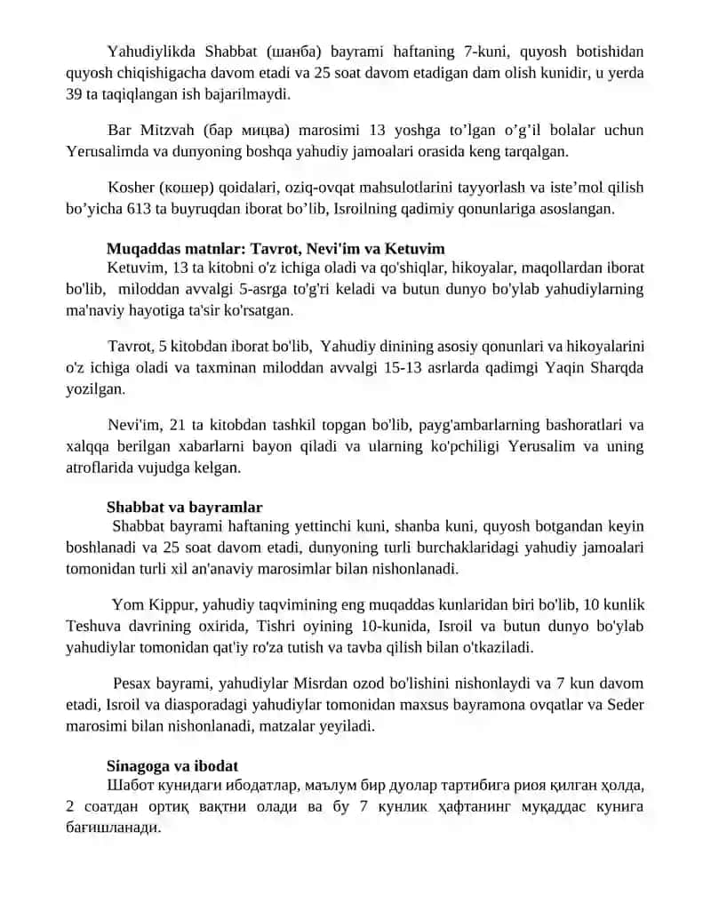 Yahudilik talimoti, an'ana va marosimlari 3