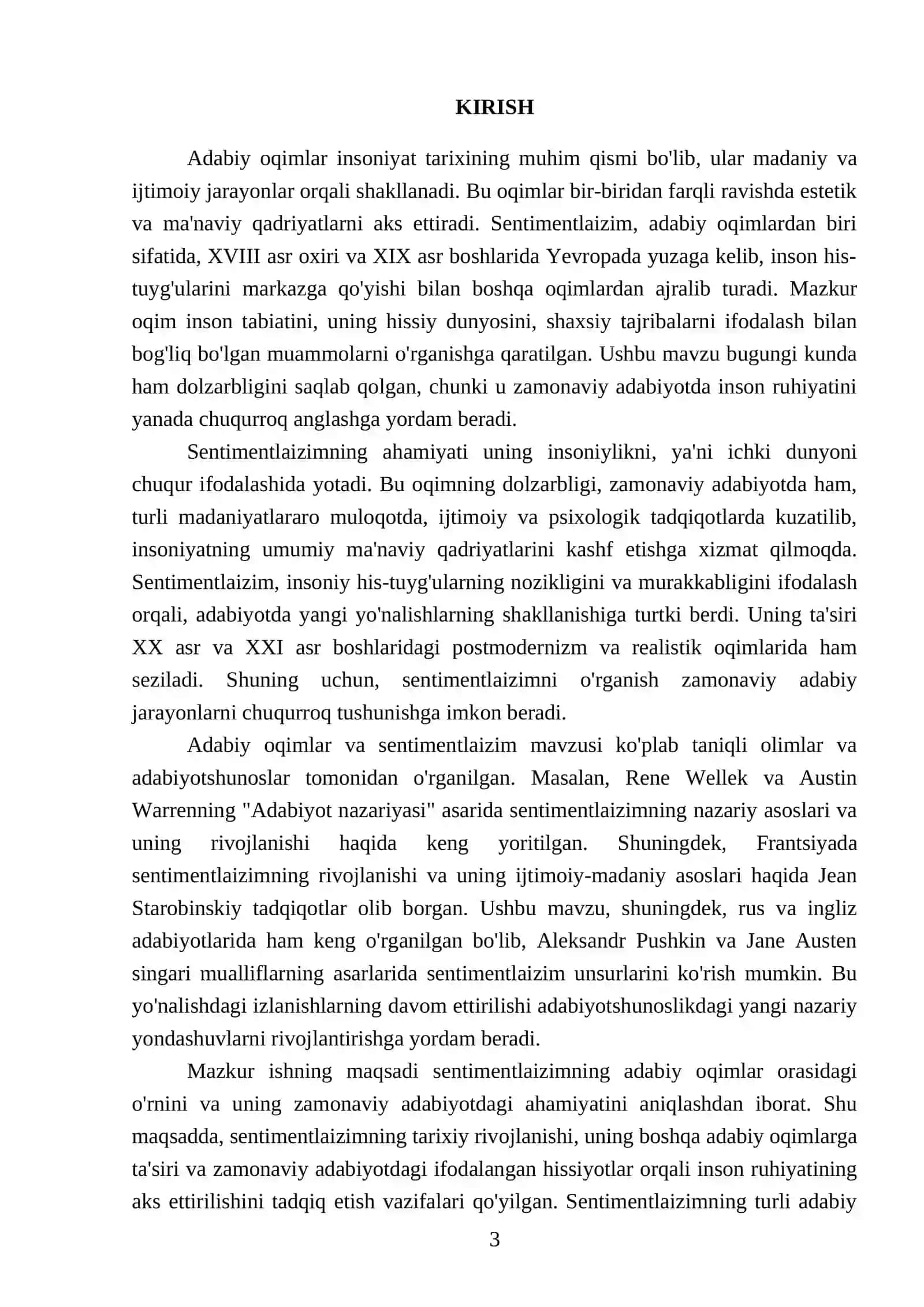 Adabiy oqimlar sentimentlaizimga xos hususiyatlar 3