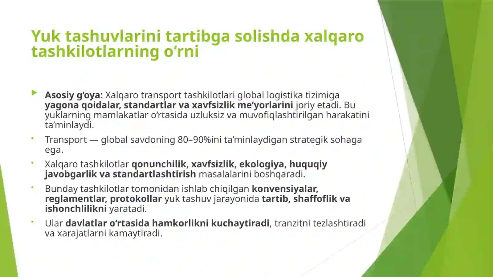 “XalqaroLogistika“ fanidan tayyorlagan Mustaqil ishi uchun taqdimot 3
