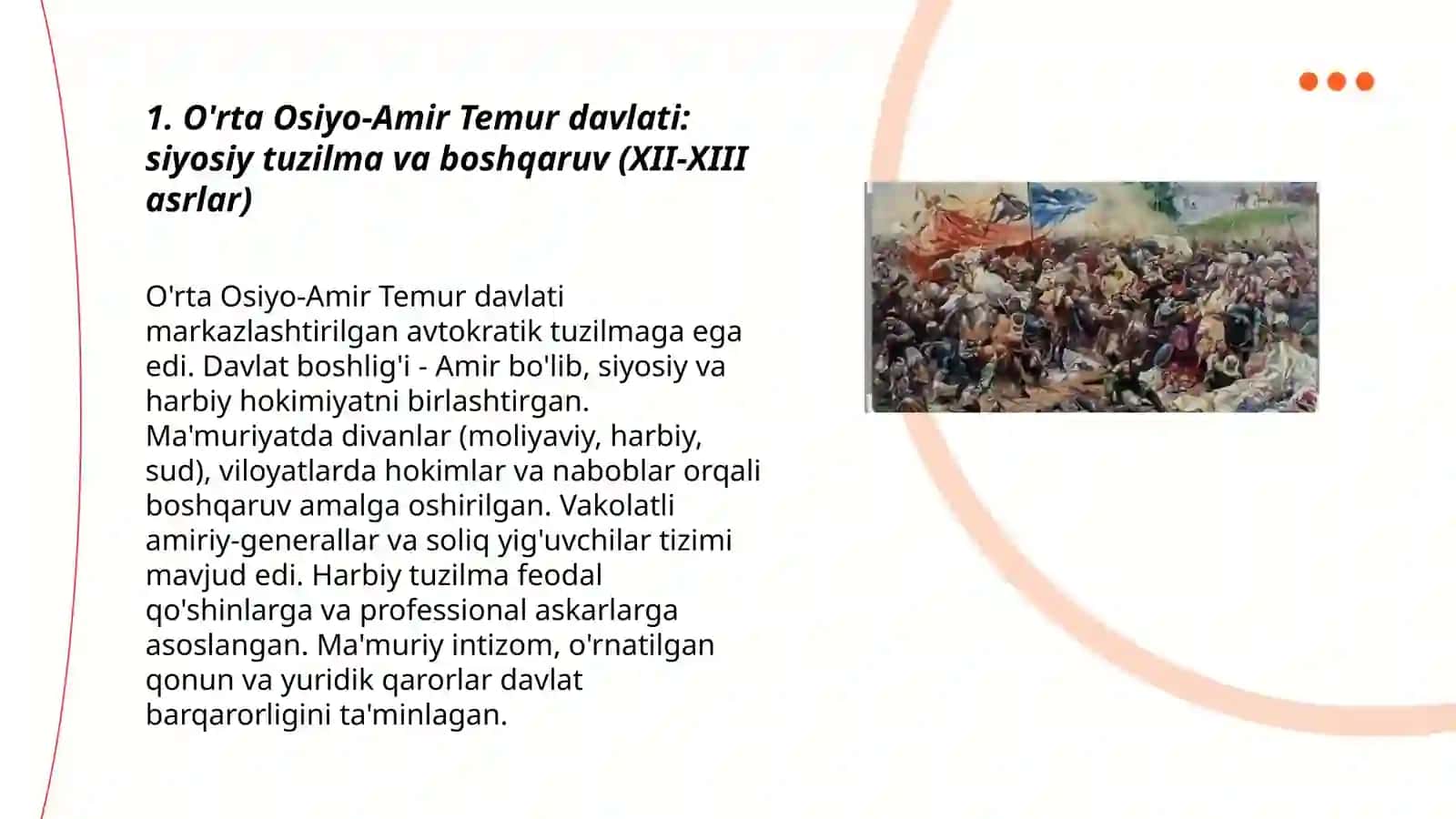 O'rta Osiyo-Amir Temur davlati XII-XIII asrlar 3