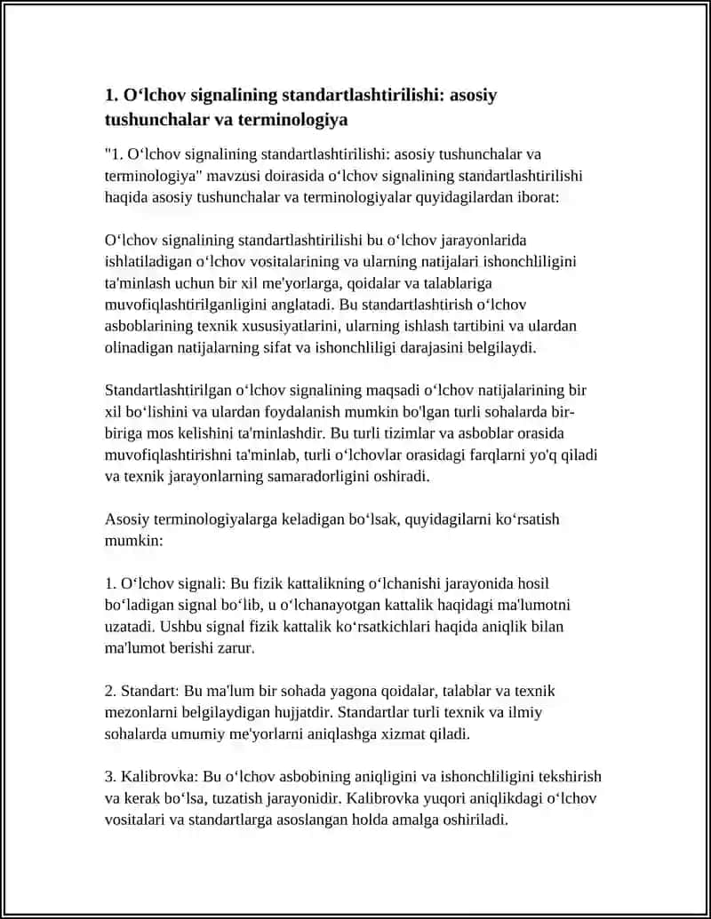 O‘LCHOV SIGNALINING STANDARTLASHTIRILISHI 3