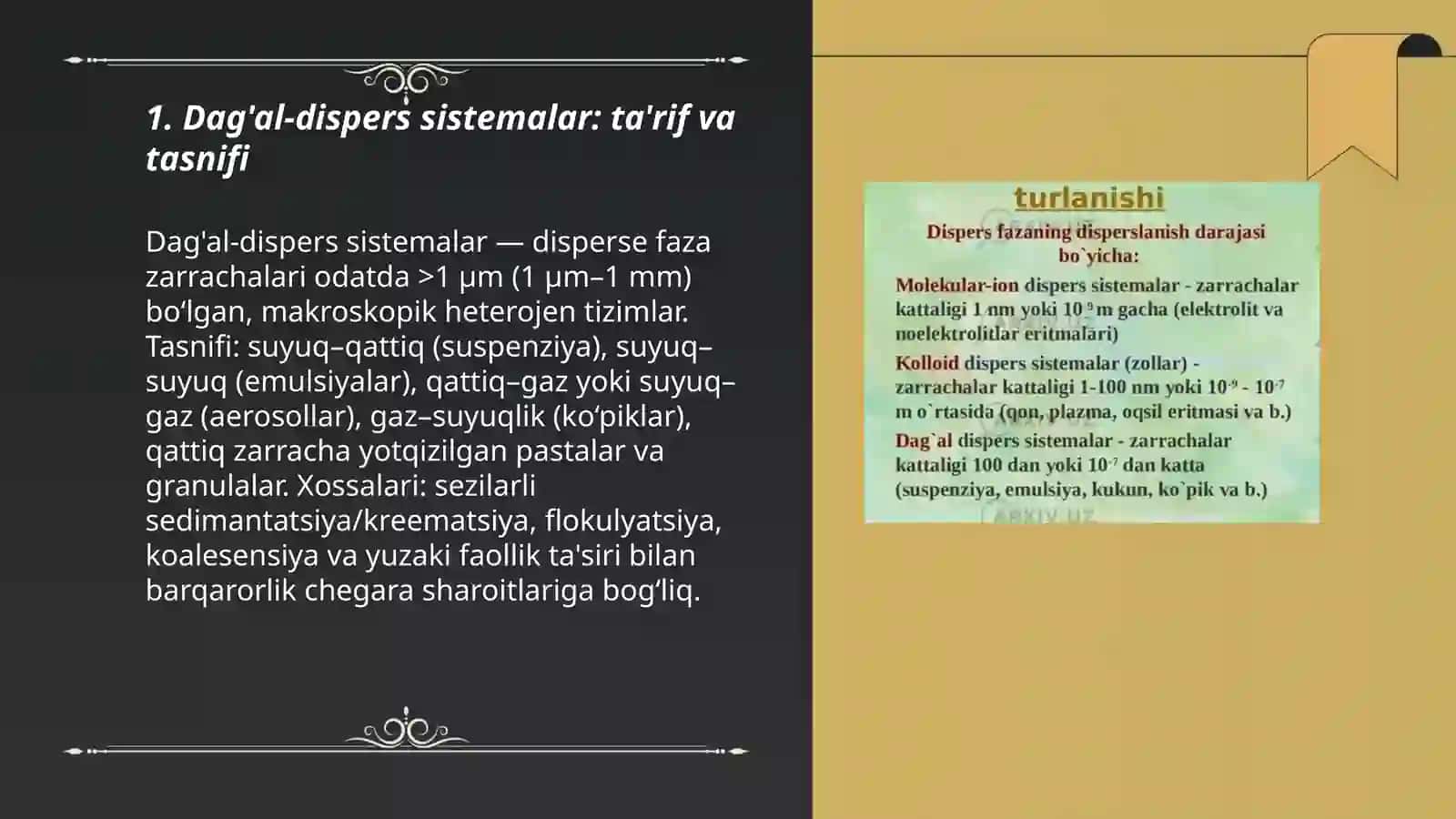 Dag'al-dispers sistemalarning xossalari va ularni tibbiyot va farmakologiyada ishlatilishi 3