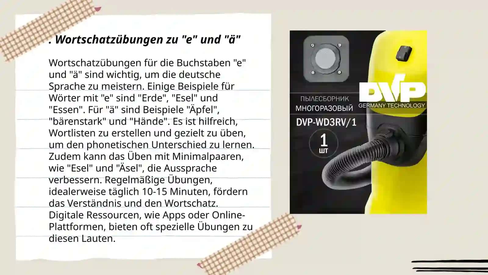 Wortschatzübungen zu "e" und "ä" 3