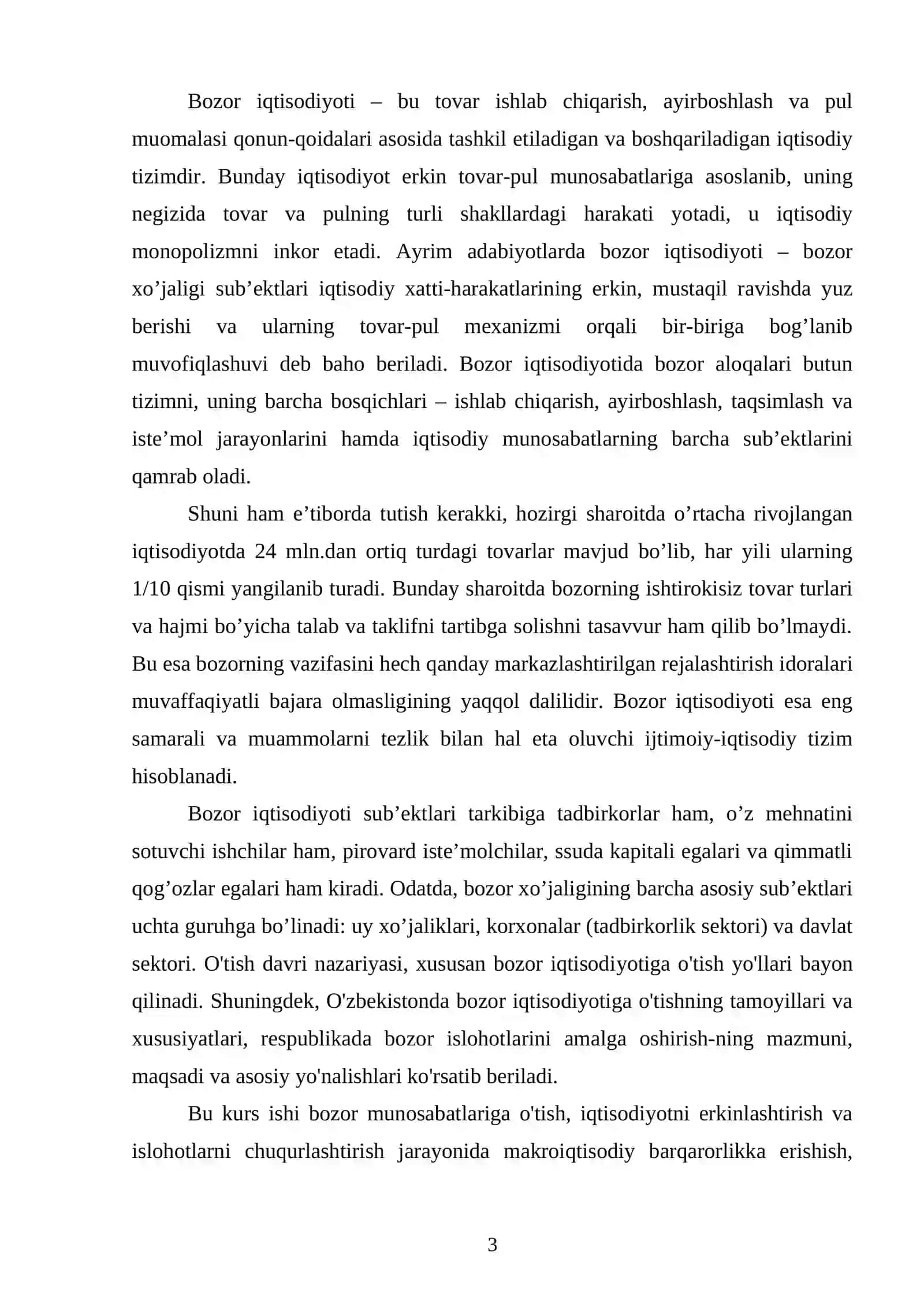 Bozor iqtisodiyotiga o’tishning yo’llari va xususiyatlari 3
