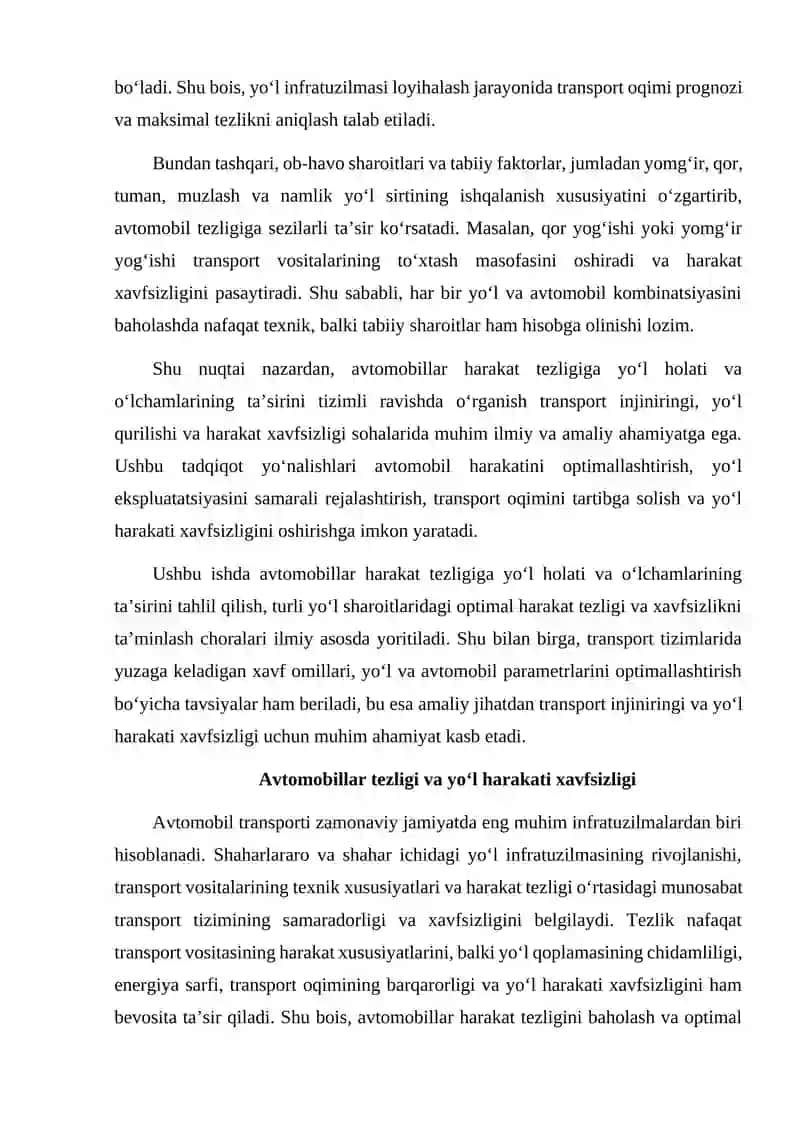 Avtomobil harakati xavfsizligi va o'lchamlarining baholash 3