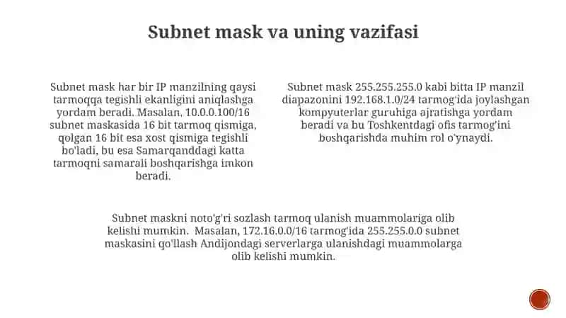IP-manzillar va tarmoq interfeyslarini sozlash 3