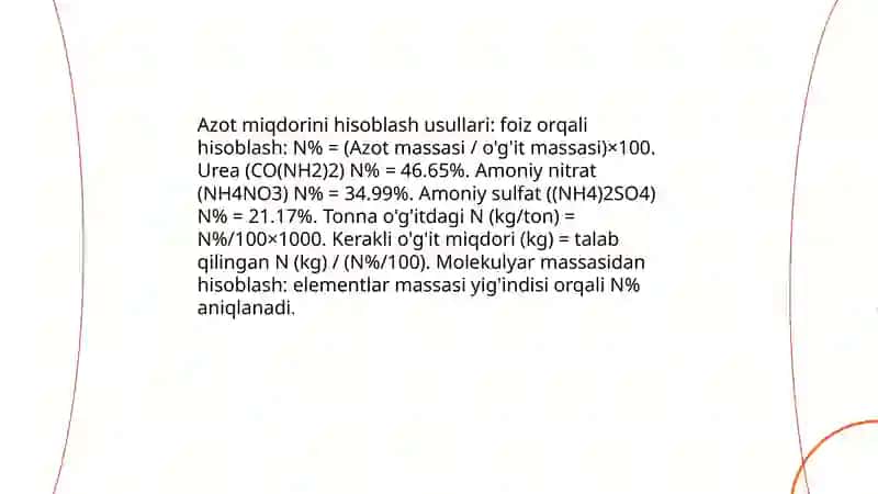 Meniral ugitlardagi ozuqa elementlarini hisoblash 3