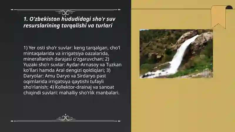 O'zbekiston hududidagi sho'r suvlarni chuchuklashtirish 3