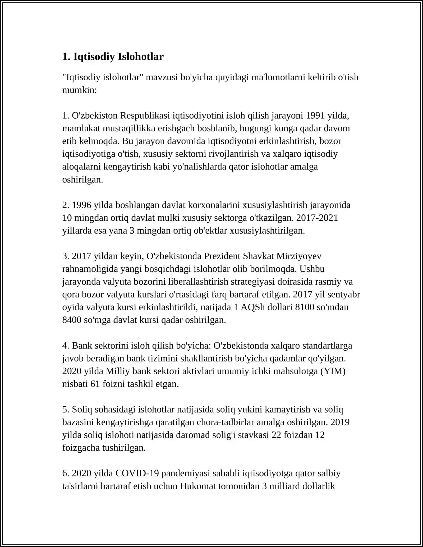 O‘ZBEKISTONDA AMALGA OSHIRILAYOTGAN ISLOHOTLAR 3