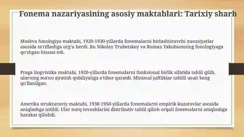 Fonema nazariyasi turli maktablarda talqin qilinadi 3