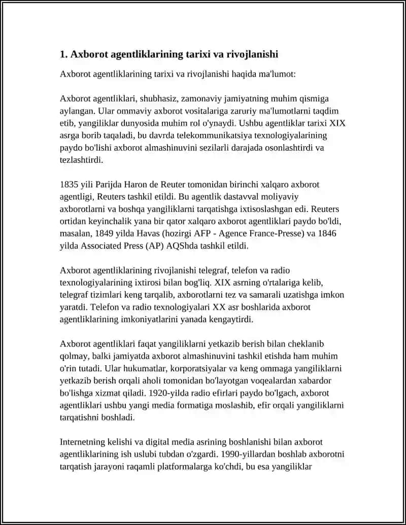 AXBOROT AGENTLIKLARINING VAZIFALARI VA OAVDA O'RNI 3