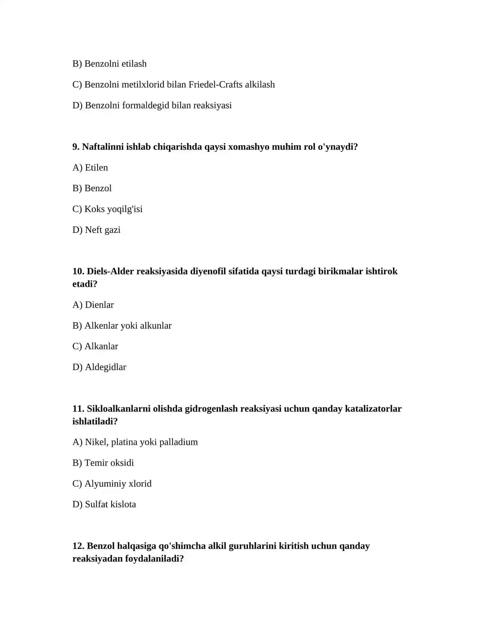 Alisikliklik va aromatik uglevodorodlarni olinish usullari 3