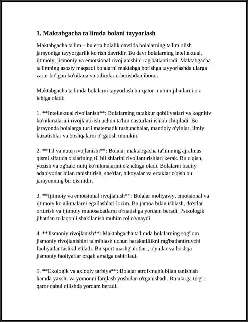 BOLANI MAKTAB TA'LIMIGA TAYYORLASH 3