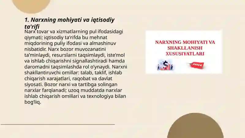 Narxning moxiyati va shakllanishi 3
