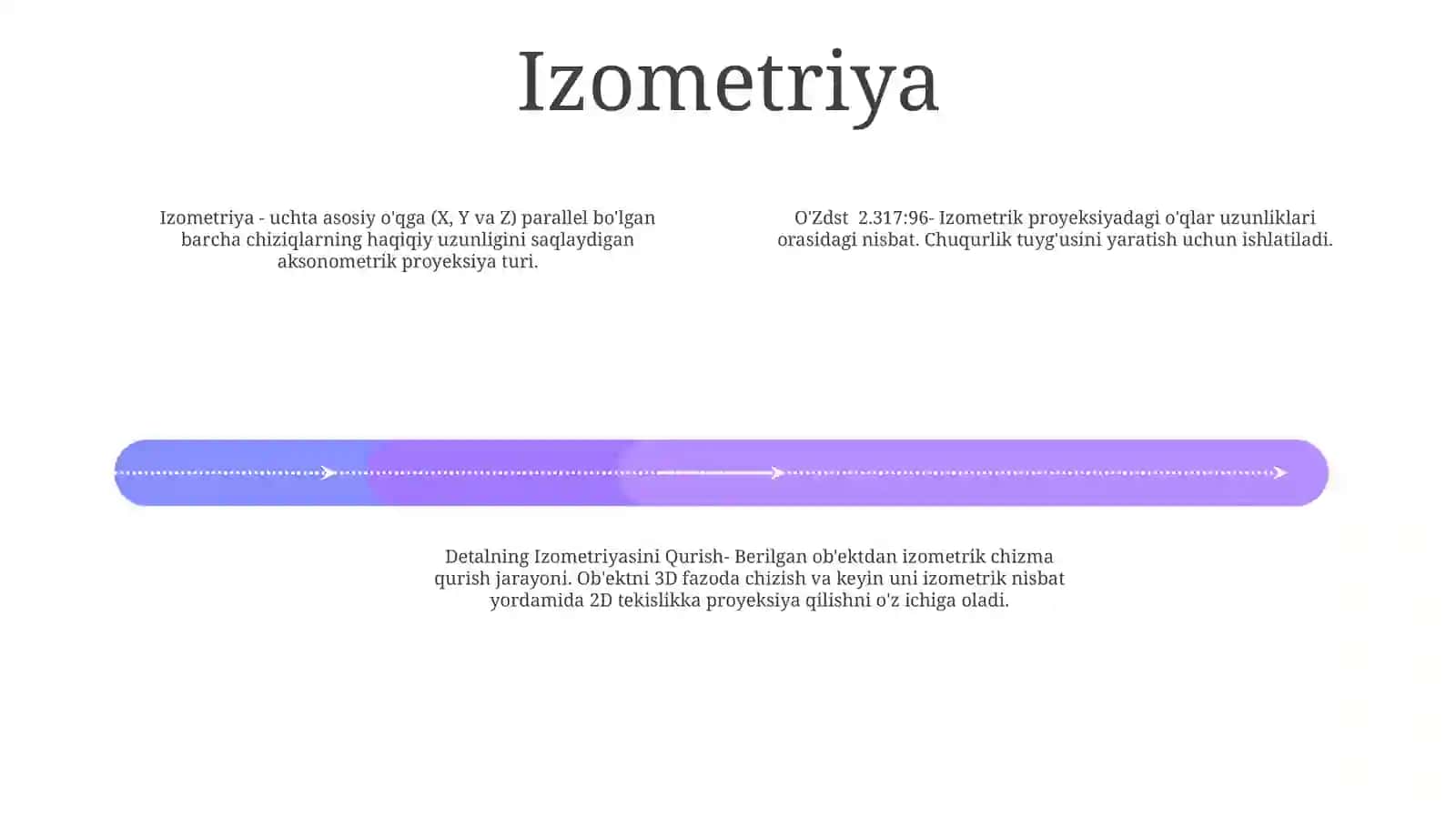Aksonometrik Proyeksiyalar''. Detalning Izometriyasini Qurish 3