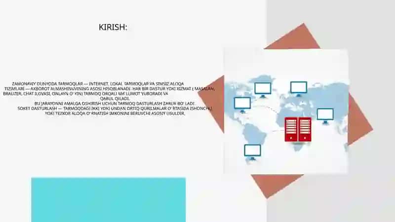SOKET DASTURLASH TUSHUNCHASI VA TARMOQ ILOVALARINI ISHLAB CHIQISH 3