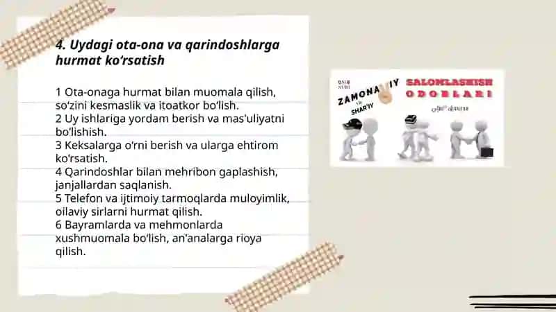 Kundalik odob -axloq qoidalari: koʻchada, uyda va jamoat joylarida. 3