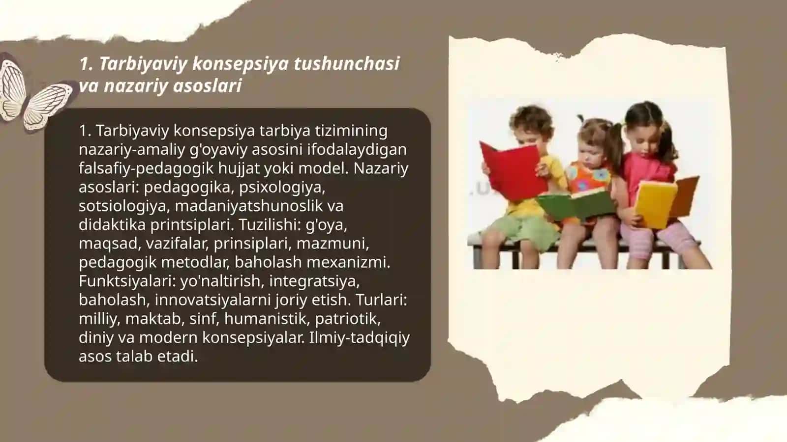 TARBIYAVIY KONSEPSIYALARNI O'RGANISH VA TAXLIL QILISH Talaba 3