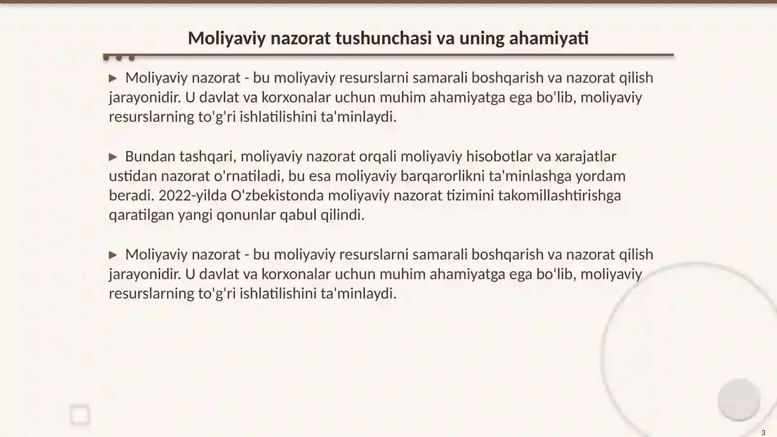 Moliyaviy nazorat – moliyaviy siyosatning majburiy elementi sifatida 3