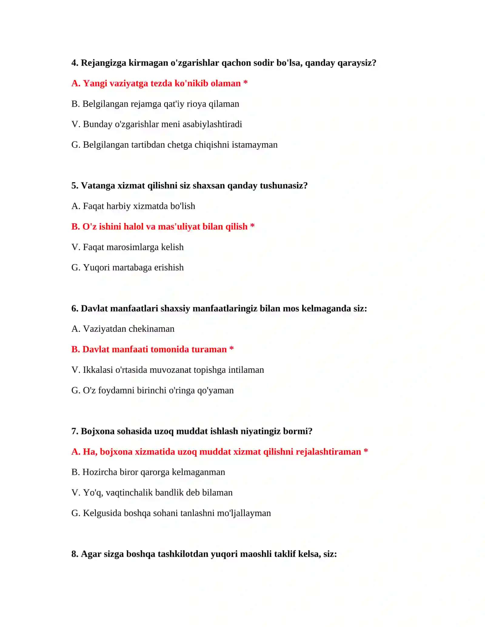 Bojxona IQ test bazasi 3