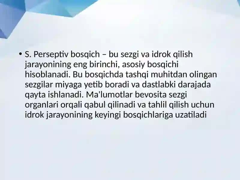 S. Perseptiv bosqich va uning xarakterli xususiyati 3