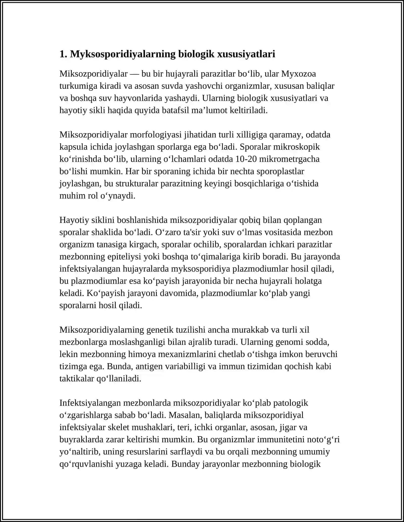 MIKSOSPORIDIYALAR-MYXOZOA TIPI 3