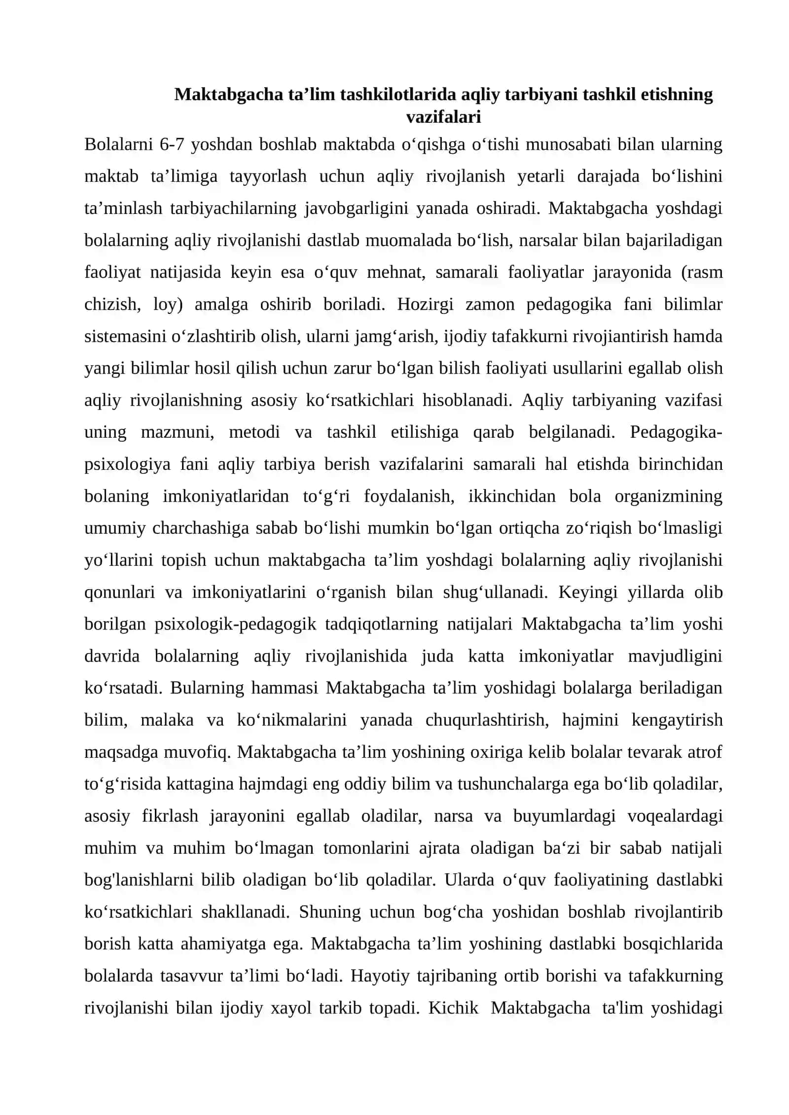 MAKTABGACHA TA’LIM TASHKILOTLARIDA AQLIY TARBIYANI TASHKIL ETISH 3