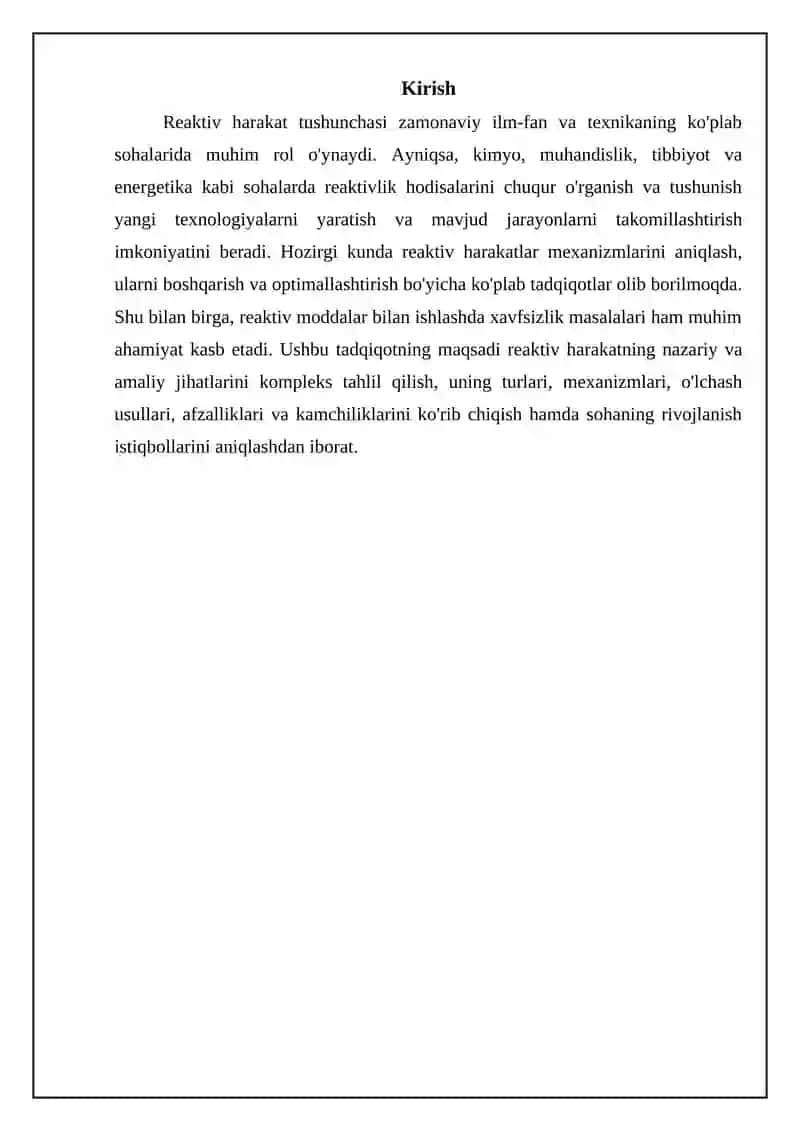 Reaktiv harakat: Asoslar va tushunchalar 3