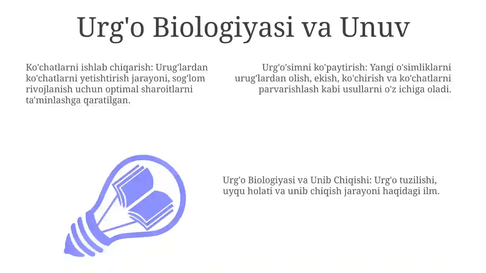 Urg'o Biologiyasi va Unub Chiqishi 3