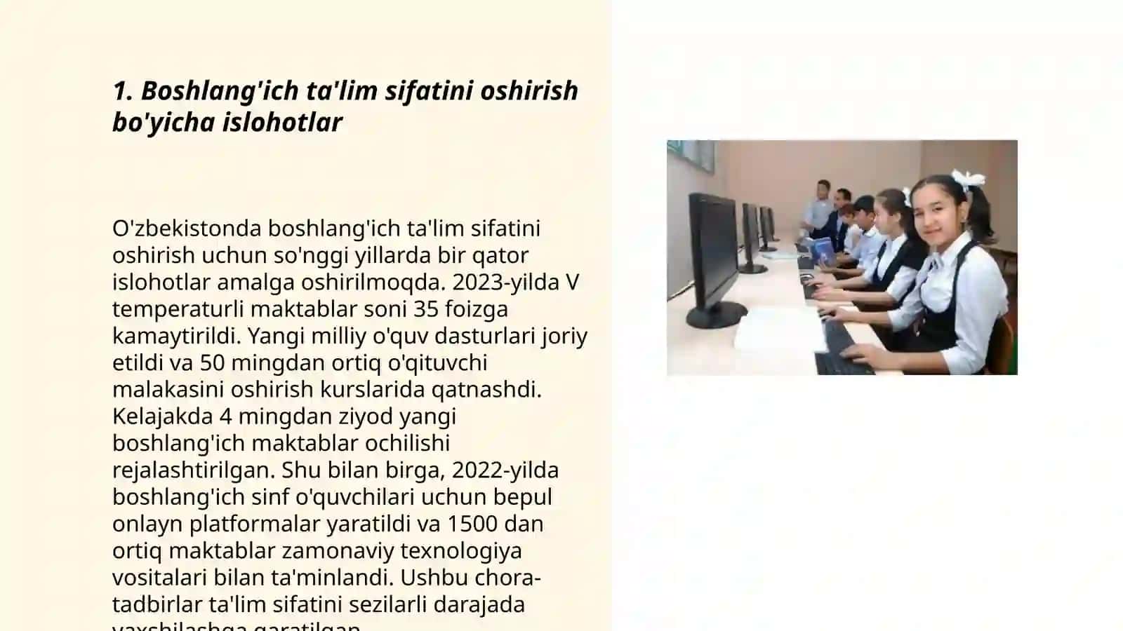 O'zbekiston Respubliksida ta'lim sohasida amalga oshirilgan islohatlar 3