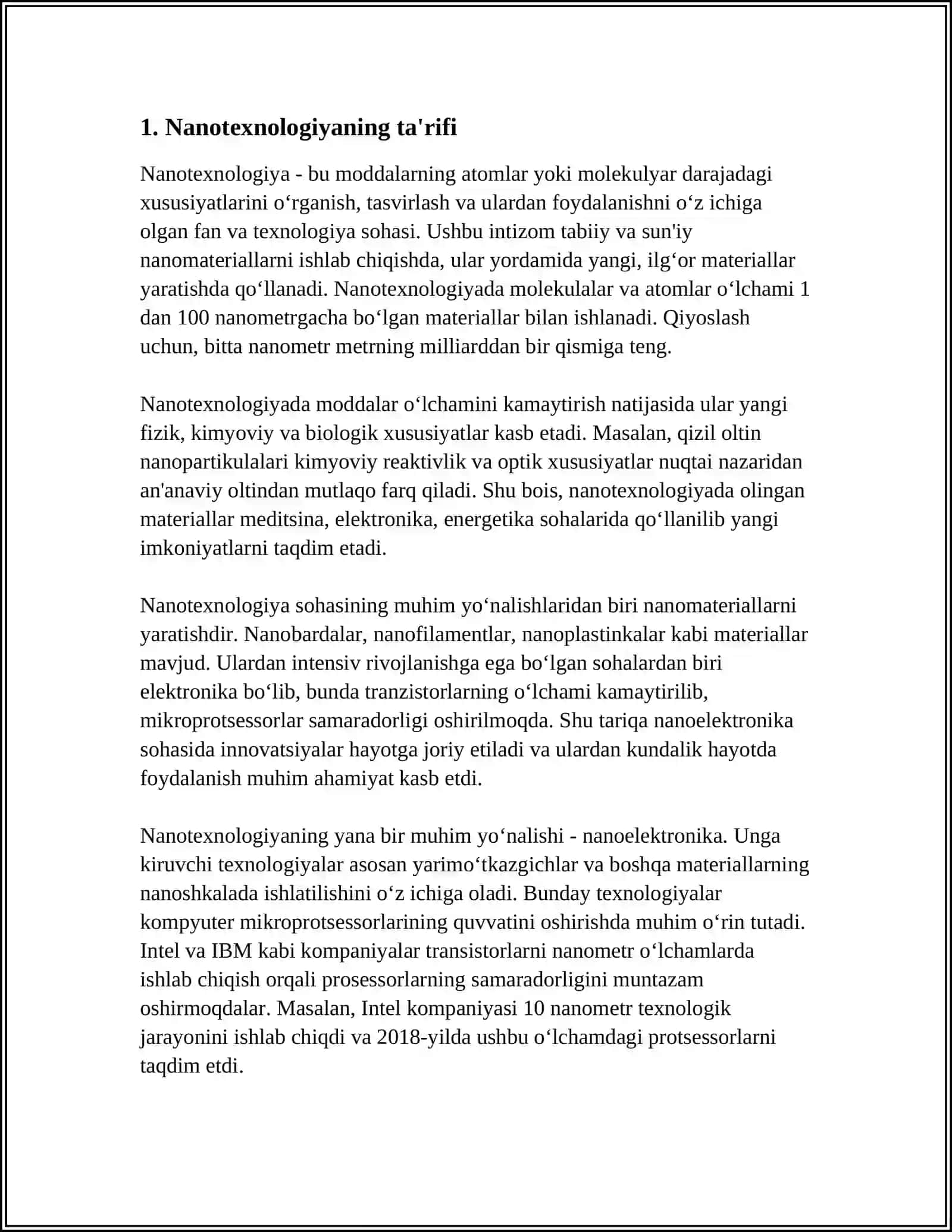 NANOTEXNALOGIYALAR HAQIDA UMUMIY MALUMOT BERISH, YARATISH VA RIVOJLANTIRISH TARIXI 3