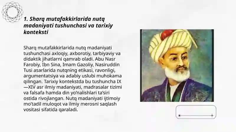 Sharq mutafakkirlarining asarlaridan nutq madaniyatiga doir o‘rinlar bilan tanishish Taqdimot tayyorlash 3