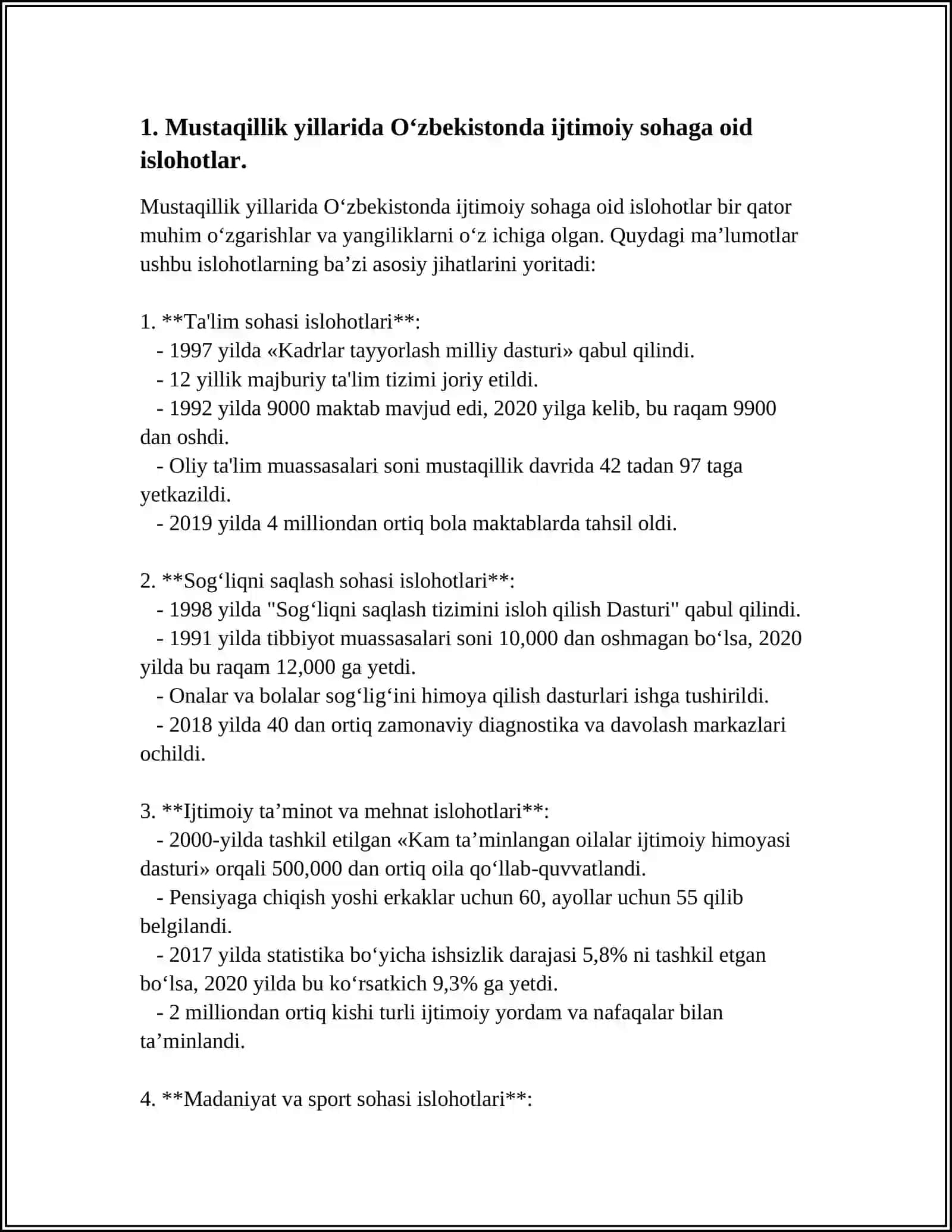 O‘zbekistonda Ijtimoiy Sohaga Oid Islohotlar 3