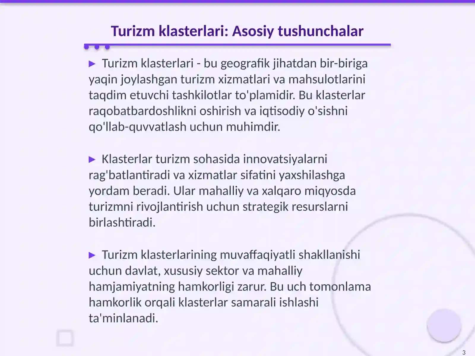 Turizm klasterlarini shakllantirishda davlat, xususiy sektor va mahalliy hamjamiyat manfaatlarini uyg‘unlashtirish masalalari 3