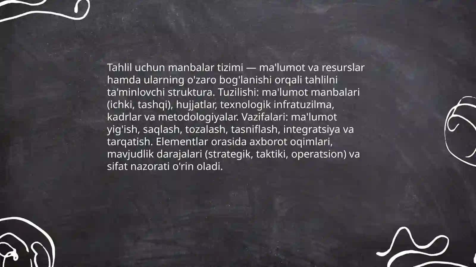 Tahlil uchun kerakli manbalar tizimi va uning turlari 3